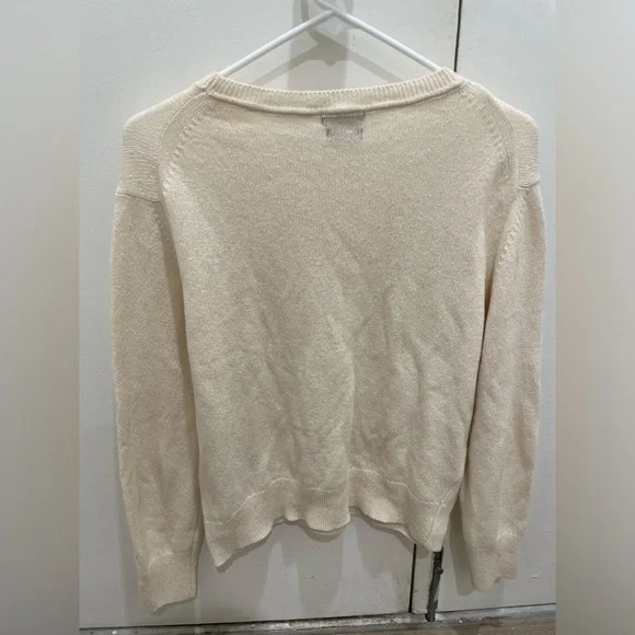 Massimo Dutti 100% Cotton Cream Crew Neck Sweater - Picture 4 of 5